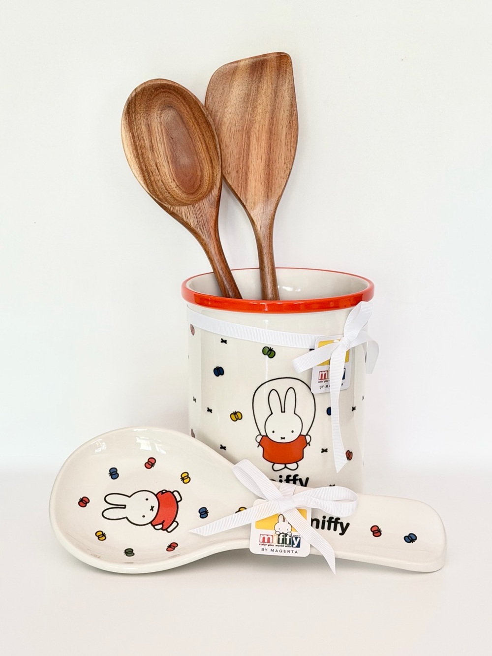Miffy White Ceramic Utensil Holder & Spoon Rest